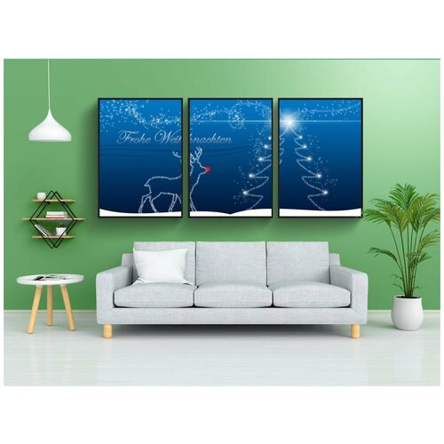 фото Набор модулных постеров для интерьера "рождество, рождественская открытка, рождественская елка" 60x90 см. в тубусе, без рамки lotsprints