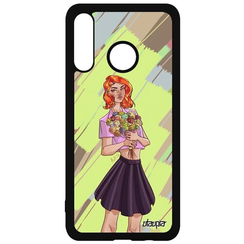 фото Красивый чехол для смартфона // huawei p30 lite // "девушка и цветы" розы модель, utaupia, желтый