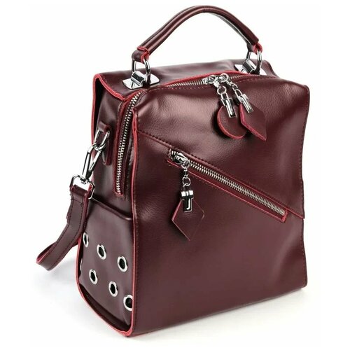 фото Женский кожаный рюкзак 2091-220 вайнред (113536) fuzi house