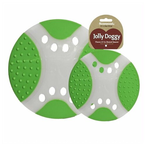Игрушка для собак ПВХ ROSEWOOD "Летающая тарелка", бело-зеленая, 23см (Великобритания)