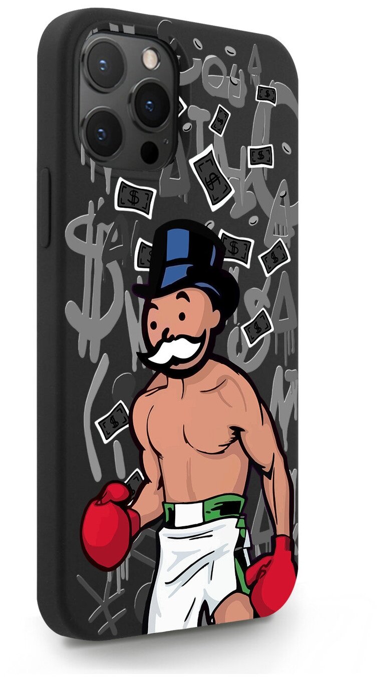 Черный силиконовый чехол MustHaveCase для iPhone 12 Pro Max Monopoly Boxing/ Монополия Боксер для Айфон 12 Про Макс Противоударный