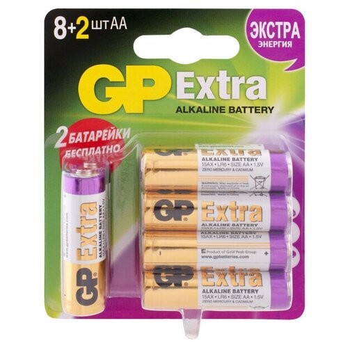 Батарейка GP АА алкалиновый 10шт батарейка gp extra alkaline 15ax 2cr6