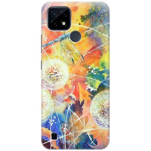 фото Ультратонкий силиконовый чехол-накладка для realme c21 с принтом "одуванчики" gosso