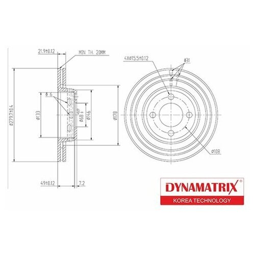 Диск Тормозной DYNAMATRIX-KOREA арт. DBD517