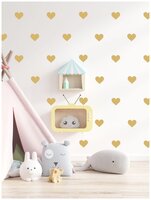 Наклейка на стену/мебель Сердечки золотистые для детской, спальни, гостиной Lisadecor-shop