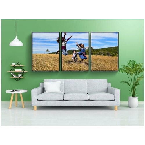 фото Набор модулных постеров для интерьера "счастливый, радость, семья" 60x90 см. в тубусе, без рамки lotsprints