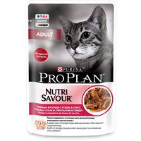 Влажный корм для взрослых кошек Pro Plan Nutri savour, с уткой 85 г (кусочки в соусе)