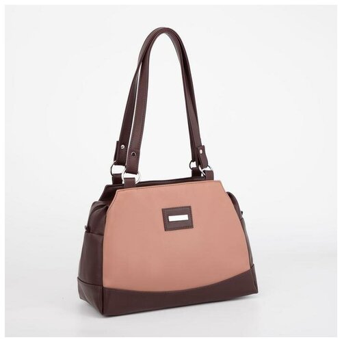 фото Сумка женская, 3 отдела на молнии, наружный карман, цвет коричневый/тёмно-розовый mikimarket