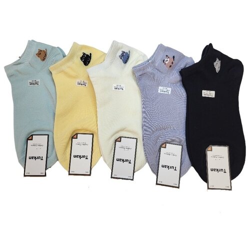 фото Комплект женских носков turkan котята однотонные, 5 штук размер 36-41