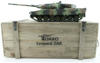 Радиоуправляемый танк Taigen 1/16 Leopard 2 A6 (Германия) само 2.4G RTR, деревянная коробка TG3889-1B-CM