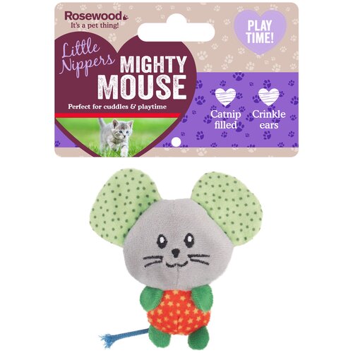 Игрушка для кошек с кошачьей мятой Rosewood "Большая мышь", разноцветная, 10см (Великобритания)