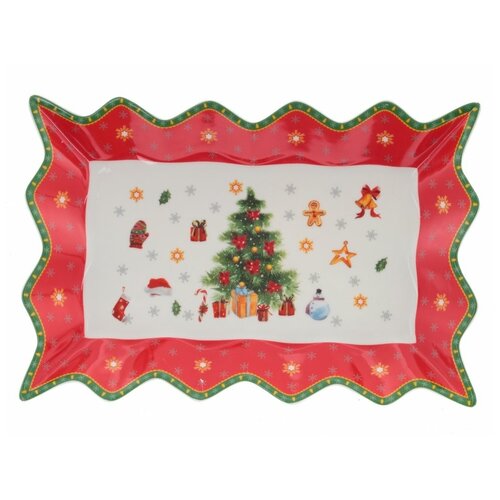 Блюдо Decor Point Новогоднее, 35х23,5х3,5 см, фарфор, подарочная упаковка