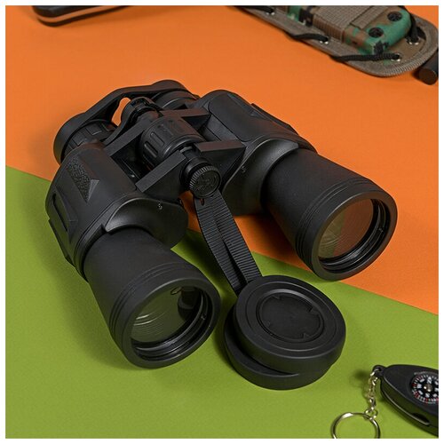 Бинокль туристический, охотничий в прорезиненном корпусе High Quality Binoculars с сумкой-чехлом, черный 70*70