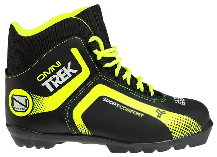 Trek Ботинки лыжные TREK Omni 1 NNN ИК, цвет чёрный, лого лайм неон, размер 43