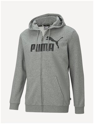 Толстовка спортивная PUMA Essentials Big Logo Full-Zip Men's Hoodie, размер L, серый