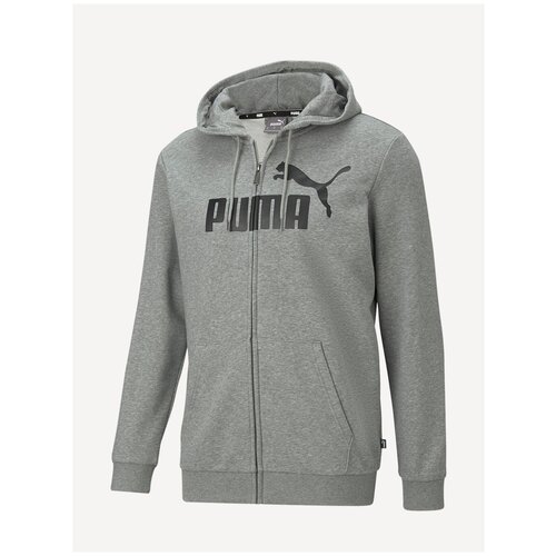 фото Толстовка puma essentials big logo full-zip men's hoodie, размер l, серый