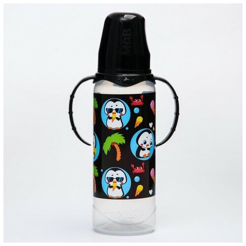фото Бутылочка для кормления «тренд. пингвин» 250 мл цилиндр, с ручками