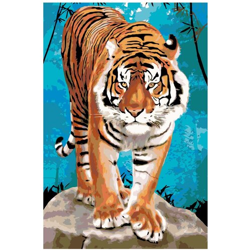 Тигр на камнях Раскраска по номерам на холсте Живопись по номерам