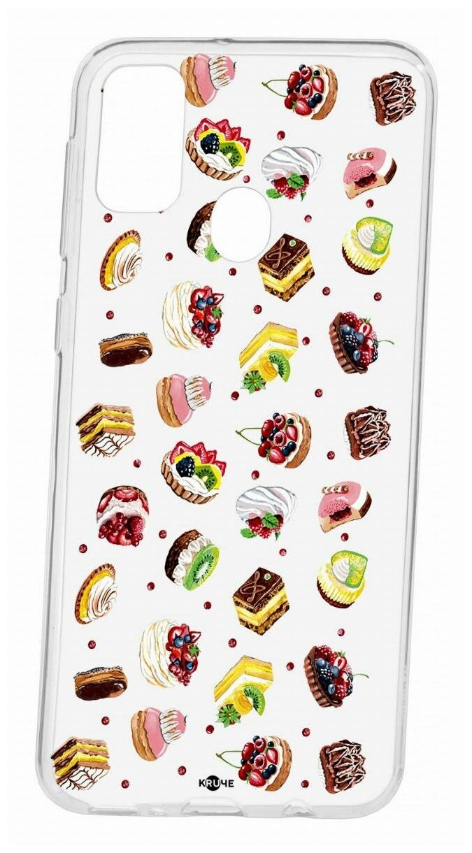 Чехол для Samsung Galaxy M30S Kruche Print Cake, силиконовая накладка, бампер с защитой камеры, противоударный прозрачный кейс с рисунком