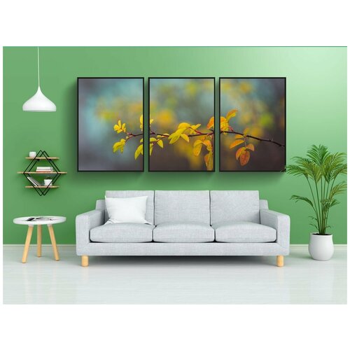 фото Набор модулных постеров для интерьера "падение, листья, желтый" 60x90 см. в тубусе, без рамки lotsprints