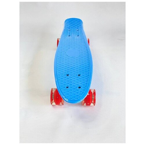 Пенниборд однотонный, светящиеся колеса, голубой пенниборд пластиковый 24 60x17cm синий космос с ручкой светящиеся колеса
