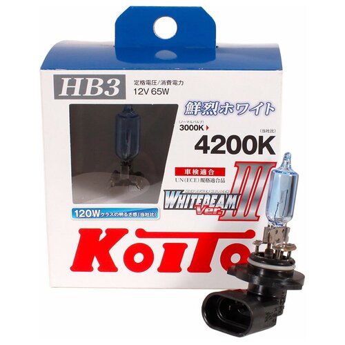 фото Лампа галогенная koito whitebeam 9005 (hb3) 12v 65w (120w) 4200k, 2 шт. (блистер)