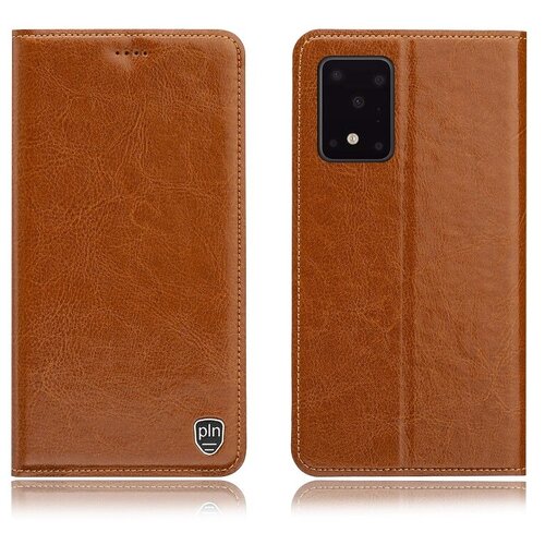 фото Чехол-книжка mypads premium для samsung galaxy s11 + plus / samsung galaxy s20+ plus из качественной натуральной мраморной кожи буйвола прошитый элегантной прострочкой светло-коричневый с магнитной крышкой