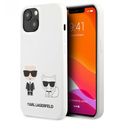 Чехол CG Mobile Karl Lagerfeld Liquid silicone Karl & Choupette Hard для iPhone 13, цвет Белый (KLHCP13MSSKCW)