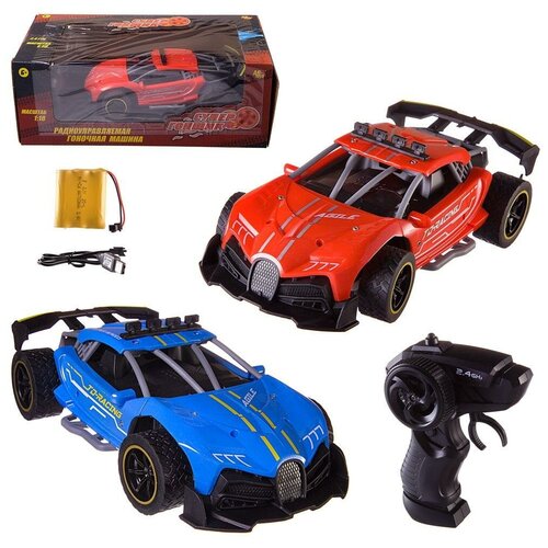 фото Машинка на радиоуправлении abtoys гоночная 2,4ггц, резиновые колеса (синий, красный), аккумуляторный