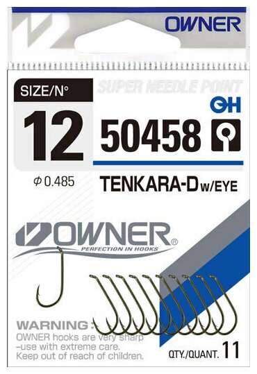 Крючок рыболовный OWNER TENKARA DOWN w/EYE №14 BR (уп.12шт)