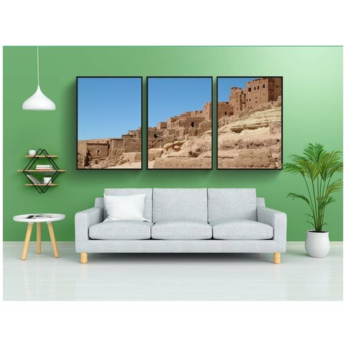 фото Набор модулных постеров для интерьера "марокко, ait-benhaddour, городок" 60x90 см. в тубусе, без рамки lotsprints