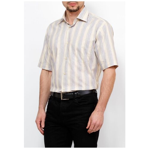 фото Рубашка мужская короткий рукав greg gb533/309/27, прямой силуэт / сlassic fit, цвет многоцветный, рост 174-184, размер ворота 39