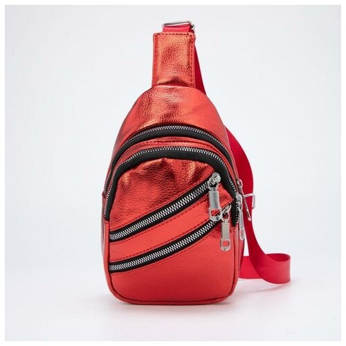 Сумка-слинг, отдел на молнии, 3 наружных кармана, цвет красныйВ наборе1шт