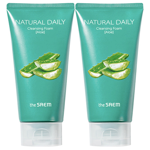 Пенка для умывания с экстрактом алоэ The Saem Natural Daily Cleansing Foam Aloe, 150 мл *2 шт пенка для посуды овощей и фруктов grass с соком груши и экстрактом базилика 550 мл