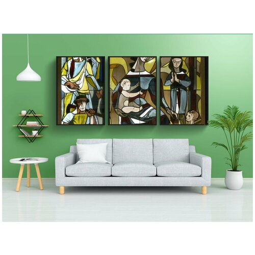 фото Набор модулных постеров для интерьера "витраж, картина, стекло" 60x90 см. в тубусе, без рамки lotsprints