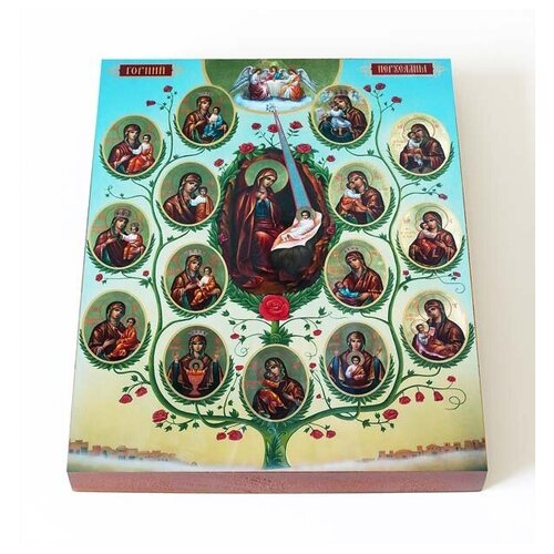 Древо Пресвятой Богородицы, икона на доске 13*16,5 см