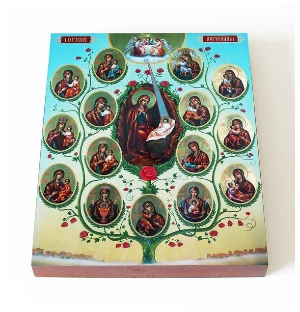 Древо Пресвятой Богородицы, икона на доске 13*16,5 см