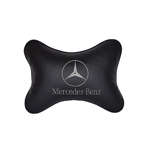 фото Подушка на подголовник экокожа black с логотипом автомобиля mercedes-benz vital technologies