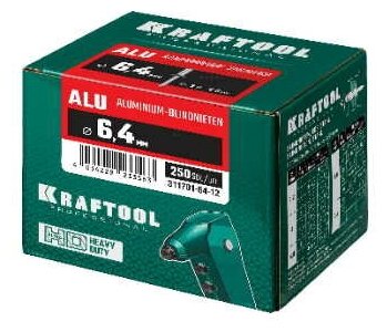 Kraftool Алюминиевые заклепки Alu Al5052 6.4 х 30 мм, 150 шт, 311701-64-30 - фотография № 1