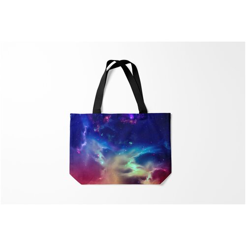 фото Сумка-шоппер / 46х35 см / неоновые принты / космос космическое сияние burnettie