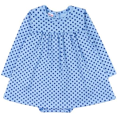 фото Платье-боди youlala, хлопок, в горошек, застежка под подгузник, размер 28 (92-98), голубой