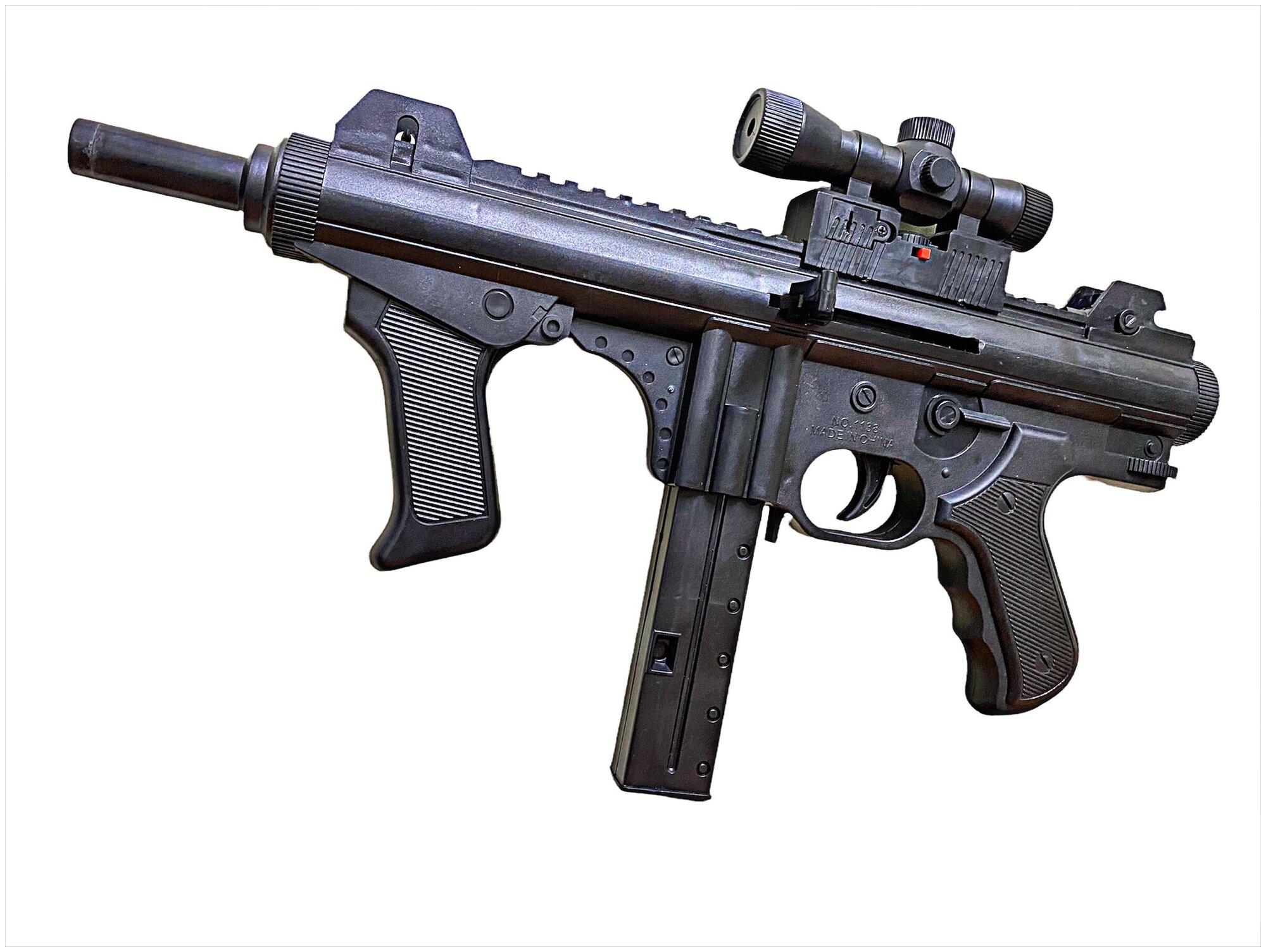 Детский пневматический пистолет-пулемёт МР-7 с лазерным прицелом