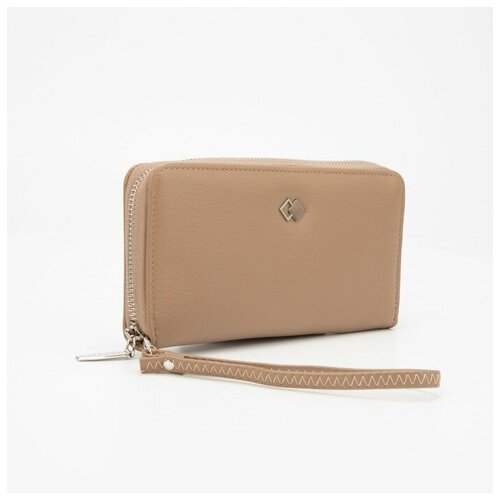 фото Кошелёк на молнии, с ручкой, цвет бежевый нет бренда