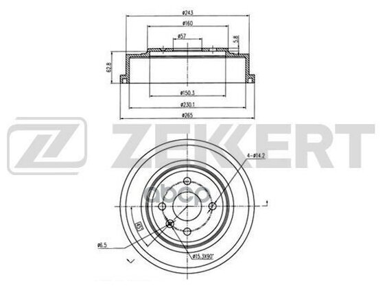 Барабан тормозной ZEKKERT BS-5529 для Opel Astra Combo