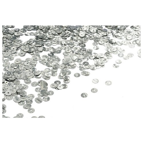 полумаска коломбина цв серебряный Пайетки плоские россыпью Ideal TBY-FLK022 6мм цв.01 серебряный уп.50г