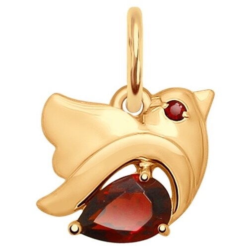 фото Золотая подвеска sokolov 731685 с фианитом и гранатом diamant-online