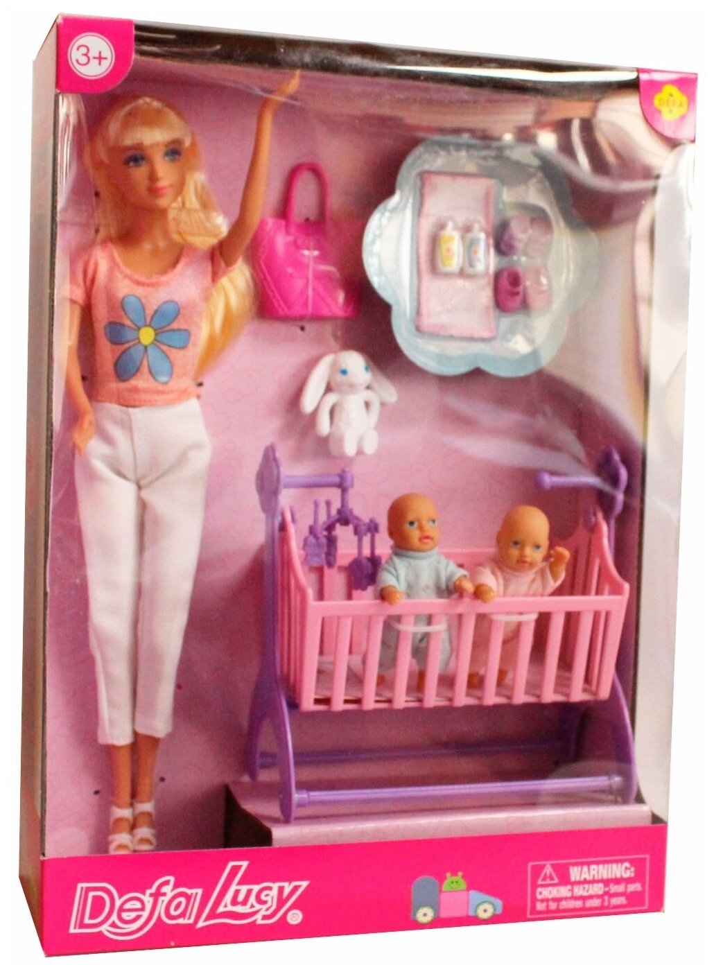 Набор "Мама с малышами" в коробке 1 кукла,2 пупса,кроватка,аксессуары 8359 Defa Lucy - фото №17