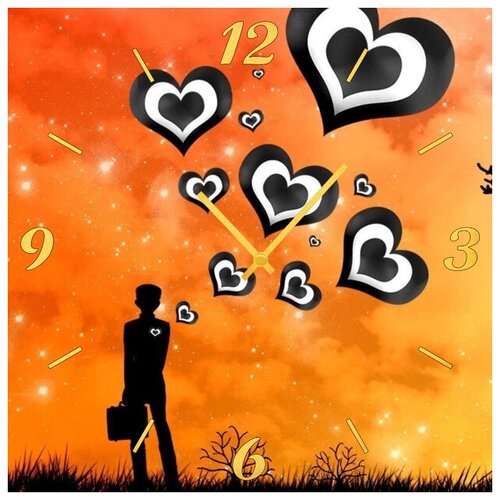 фото Svs настенные часы svs 4002077 черно-белые сердца