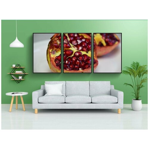 фото Набор модулных постеров для интерьера "гранат, красный, фрукты" 60x90 см. в тубусе, без рамки lotsprints