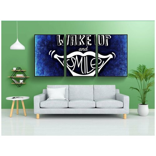 фото Набор модулных постеров для интерьера "день, начинать, улыбка" 60x90 см. в тубусе, без рамки lotsprints